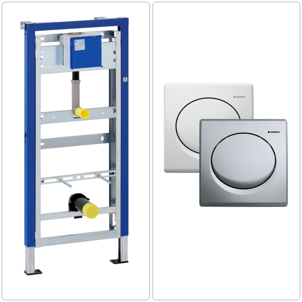 GEBERIT DUOFIX BASIC Urinal Vorwandelement mit GEBERIT HyBasic Betätigungslatte, verschiedene Farben