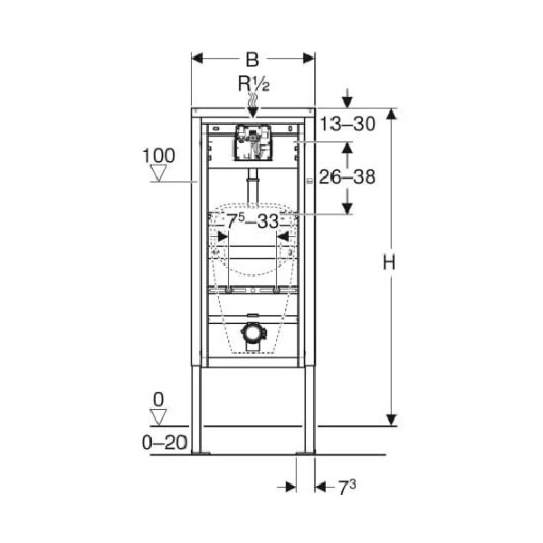 GEBERIT DUOFIX BASIC Urinal Vorwandelement mit GEBERIT HyBasic Betätigungslatte, verschiedene Farben