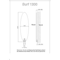 SURF Design Heizkörper senkrecht 1200 x 340 mm pulverbeschichtet in weiß