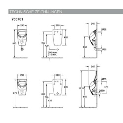 VILLEROY & BOCH O.NOVO Urinal mit GROHE Wandeinbauspüler & Betätigungsplatte, verschiedene Ausführungen