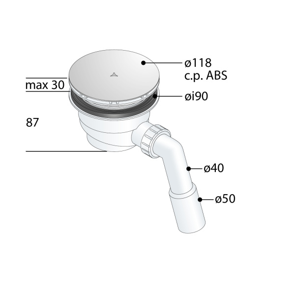 Duschwannenablauf Ø 90 mm mit Farbset