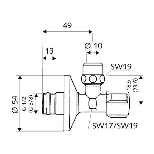 Eckventil COMFORT regulierbar, ASAG, 1/2", chrom