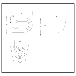 AquaNovo Wand WC spülrandlos mit SoftClose TakeOff WC-Sitz schwarz matt und TECE Vorwandgestell + Betätigungsplatte, verschiedene Farben