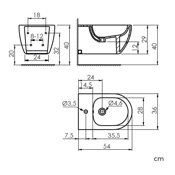 SANYCCES ARC Wand Bidet, verschiedene Farben