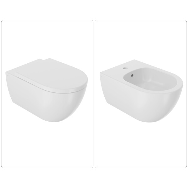 BB ARC Wand WC mit SoftClose WC-Sitz und Wand Bidet, verschiedene Farben