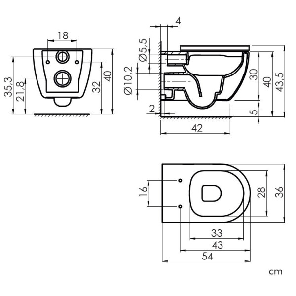 BB ARC Wand WC mit SoftClose WC-Sitz und Wand Bidet, verschiedene Farben