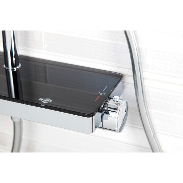 SAT SAUGEN Rain Duschsystem mit Thermostat 25 cm, schwarz/chrom