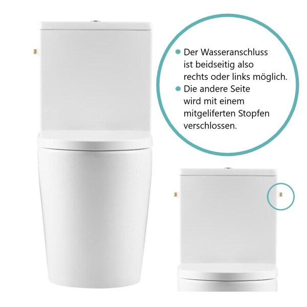 SAT FINE Stand-Kombi-WC Wasseranschluss links/rechts spülrandlos mit SoftClose WC-Sitz, weiß