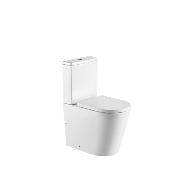 BB BREVIS Stand-Kombi-WC Wasseranschluss von unten spülrandlos mit SoftClose WC-Sitz, weiß