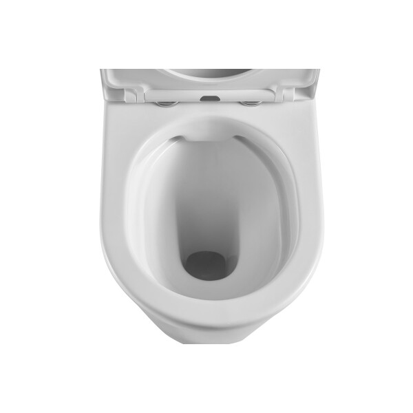 SAT FINE Stand-Kombi-WC Wasseranschluss von unten spülrandlos mit SoftClose WC-Sitz, weiß