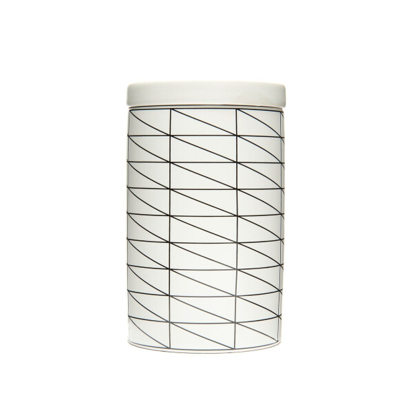 SAT GEOMETRIE Bad Accessoires Set aus Keramik, weiß & schwarz