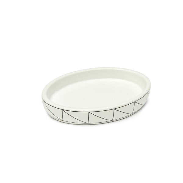 SAT GEOMETRIE Bad Accessoires Set aus Keramik, weiß & schwarz