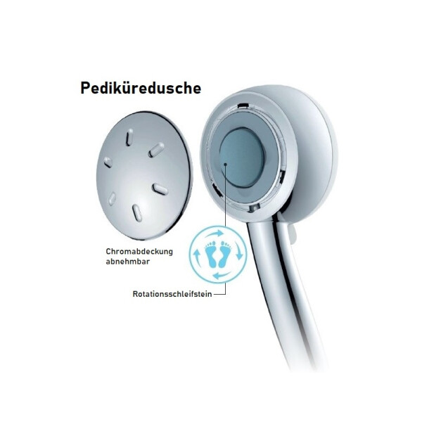 SAT Handbrause 3-fach verstellbar mit Hornhautstein Duschkopf & Pediküre-Funktion, chrom