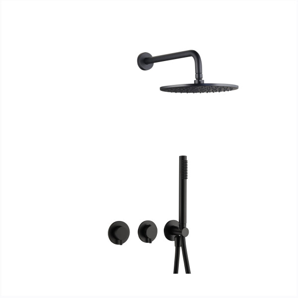 BB Rain Unterputz Duschsystem mit Thermostat und Umsteller, Handbrause & Brauseschlauch + Brausearm & Rain Kopfbrause, verschiedene Farben