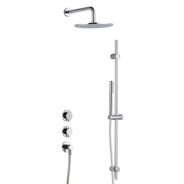 BB Rain Unterputz Duschsystem mit Thermostat und Umsteller, Handbrause & Brauseschlauch, Brausearm & Rain Kopfbrause, Duschstange & Brausehalter, verschiedene Farben