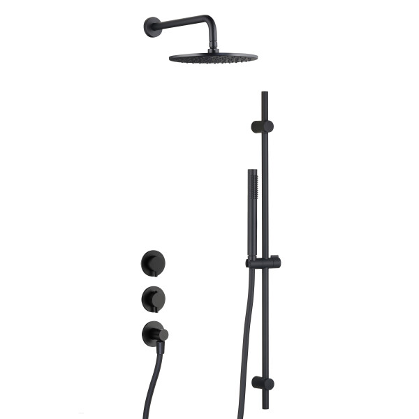 BB Rain Unterputz Duschsystem mit Thermostat und Umsteller, Handbrause & Brauseschlauch, Brausearm & Rain Kopfbrause, Duschstange & Brausehalter, verschiedene Farben