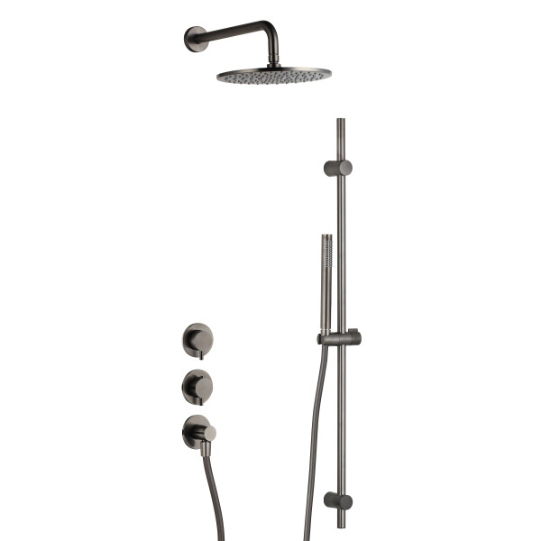 BB Rain Unterputz Duschsystem mit Thermostat und Umsteller, Handbrause & Brauseschlauch, Brausearm & Rain Kopfbrause, Duschstange & Brausehalter, verschiedene Farben