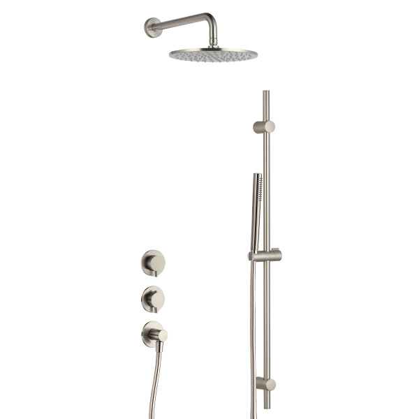 BB Rain Unterputz Duschsystem mit Thermostat und Umsteller, Handbrause & Brauseschlauch, Brausearm & Rain Kopfbrause, Duschstange & Brausehalter, verschiedene Farben