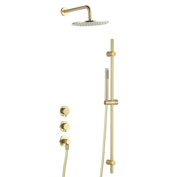 BB Rain Unterputz Duschsystem mit Thermostat und Umsteller, Handbrause & Brauseschlauch, Brausearm & Rain Kopfbrause, Duschstange & Brausehalter, verschiedene Farben