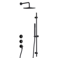 BB Rain Unterputz Duschsystem mit Thermostat und Umsteller, Handbrause & Brauseschlauch, Brausearm & Rain Kopfbrause, Duschstange & Brausehalter, verschiedene Farben