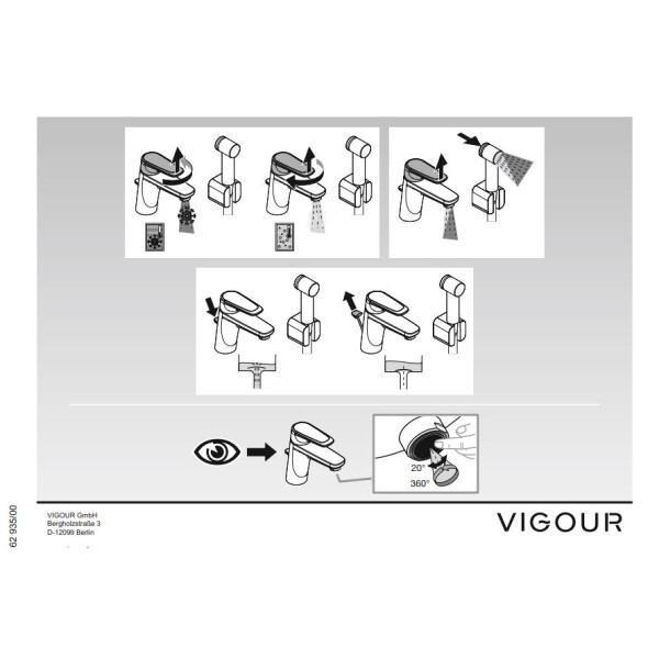 VIGOUR DERBY Einhand-Waschtischbatterie mit Handbrause und Brauseschlauch 1,6 m, chrom
