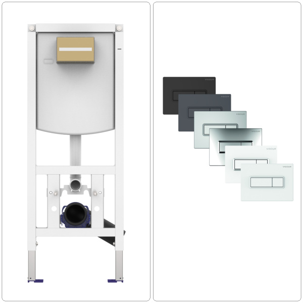 CONEL WC Vorwandelement mit VIGOUR TEES Betätigungsplatte, verschiedene Farben
