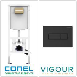 CONEL WC Vorwandelement mit VIGOUR TEES Betätigungsplatte, schwarz matt