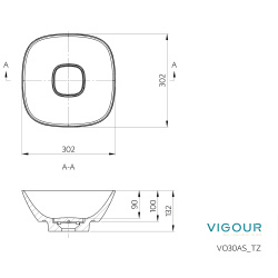 VIGOUR VOGUE Aufsatzschale ProtectPlus VIG Beschichtung 30cm, weiß