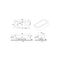 VIGOUR DERBY Raumeck  Badewanne Acryl mit Verkleidung o. Überlauf 180 x 80 cm weiß glanz, verschiedene Ausführungen