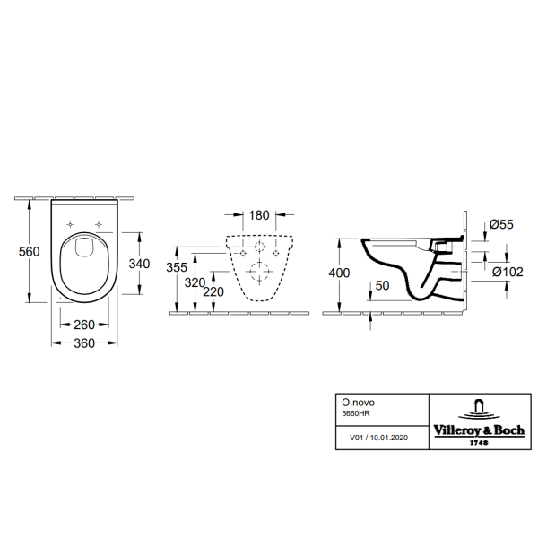 Villeroy & Boch O.Novo Wand WC spülrandlos mit SoftClose TakeOff WC-Sitz, weiß