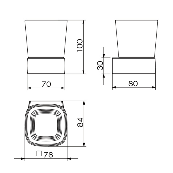 VIGOUR VOGUE Glashalter verchromt mit satiniertem Glas Wandmontage