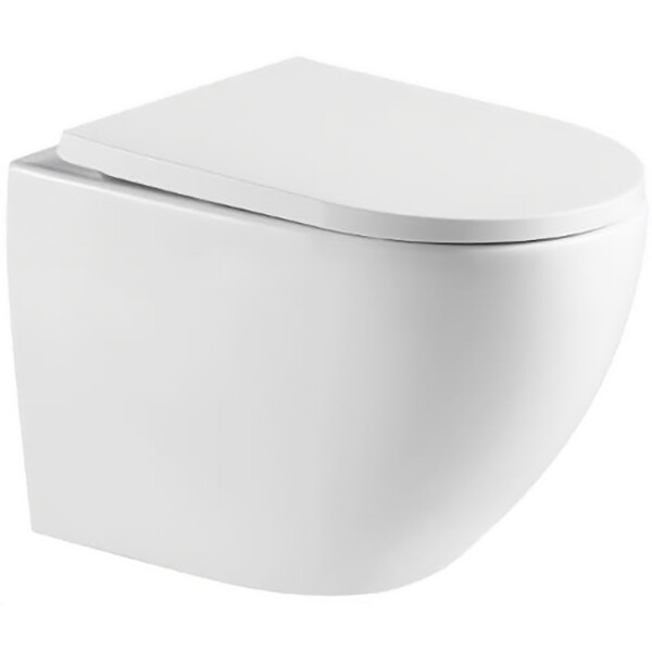 Swiss Aqua Technologies Wand-WC mit Tornado-Spülung und WC-Sitz mit SoftClose, glänzend weiß