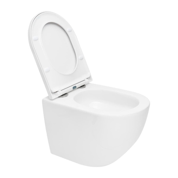 Swiss Aqua Technologies Wand-WC mit Tornado-Spülung und WC-Sitz mit SoftClose, glänzend weiß
