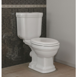 KLASSICO Nostalgie Stand-Kombi-WC mit waagerechtem Abgang Wasseranschluss oben mit SoftClose WC-Sitz, weiß