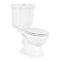 KLASSICO Nostalgie Stand-Kombi-WC Wasseranschluss links/rechts oben mit SoftClose WC-Sitz, weiß