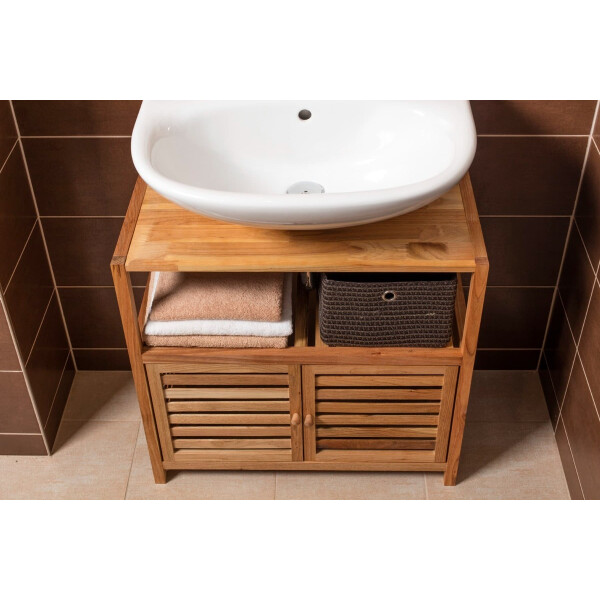 Naturel Home Holz Unterschrank 67,5x63x35,5 cm matt geölt, Walnussbraun