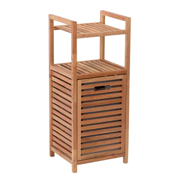 Naturel Home Holz Badregal mit Wäschekorb 35,5 x 95 x 39,5  cm, Walnussbraun
