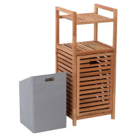 Naturel Home Holz Badregal mit Wäschekorb 35,5 x 95 x 39,5  cm, Walnussbraun