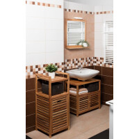 Naturel Home Holz Badregal mit Wäschekorb 35,5 x 95 x 39,5  cm, Walnussbraun