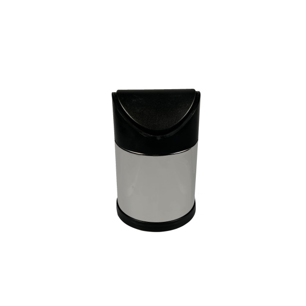 BB Kosmetik Tischabfalleimer mit Schwingdeckel 1,5 Liter, schwarz/chrom