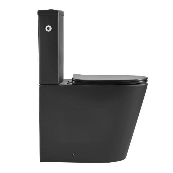 SAT FINE Stand-Kombi-WC Wasseranschluss links/rechts spülrandlos mit SoftClose WC-Sitz, schwarz matt