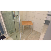 SAT ANIMA Duschhocker höhenverstellbar Aluminium/Bambus