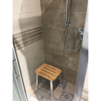 SAT ANIMA Duschhocker höhenverstellbar Aluminium/Bambus