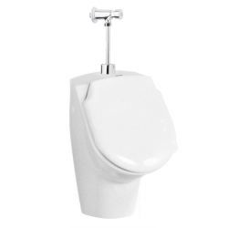BB Urinal Zulauf von oben mit Deckel, Druckspüler, Ablaufsiphon & Hygiene Glasur, weiß