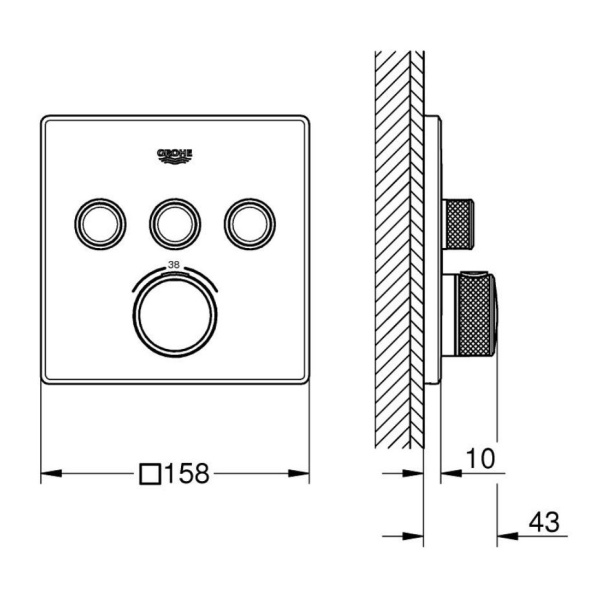 GROHE GrohTherm SmartControl Thermostat mit 3 Absperrventilen, Chrom
