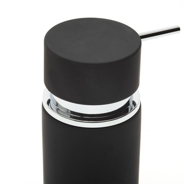 SAT LOFTY Bad Accessoires Set aus Keramik schwarz mit Badezimmermatte 80 x 50 cm dunkelgrau