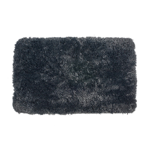 SAT LOFTY Bad Accessoires Set aus Keramik schwarz mit Badezimmermatte 80 x 50 cm dunkelgrau