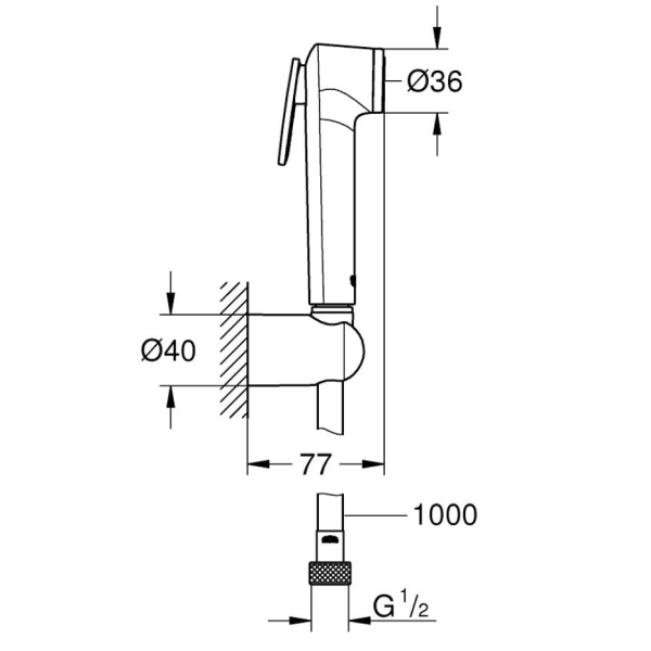 GROHE Spray Handbrause Wandhalterset Tempesta-F Trigger, chrom