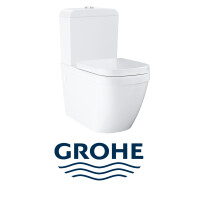 GROHE EURO-Keramik Stand-Kombi-WC Wirbelspülung Wasseranschluss unten mit SoftClose WC-Sitz, weiß