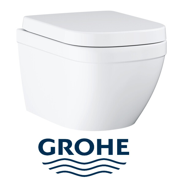 GROHE EURO-Keramik Wand WC Wirbelspülung mit SoftClose TakeOff WC-Sitz, weiß